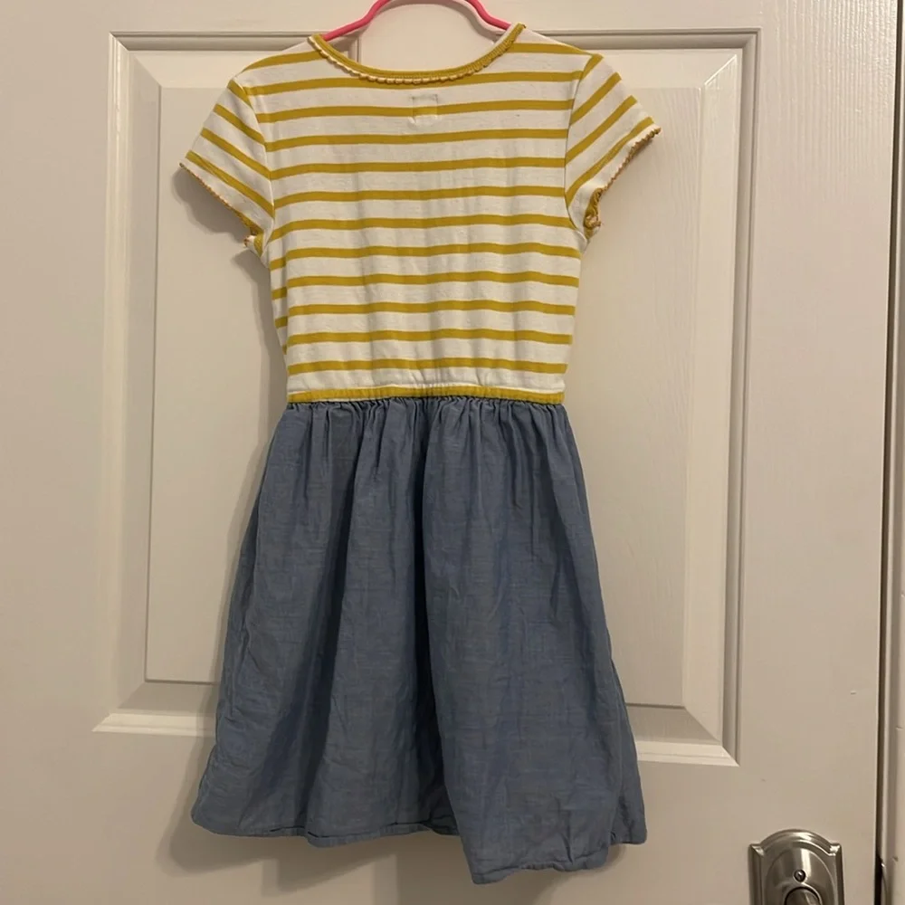 Gap Kids 100% Cotton Yellow Striped Short Sleeved Blue Summer Dress Size M (8)